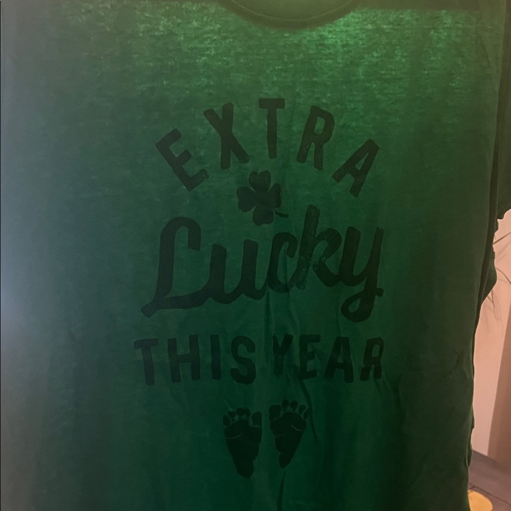 Crazy Dog T-Shirts Green Extra Lucky Maternity Tee